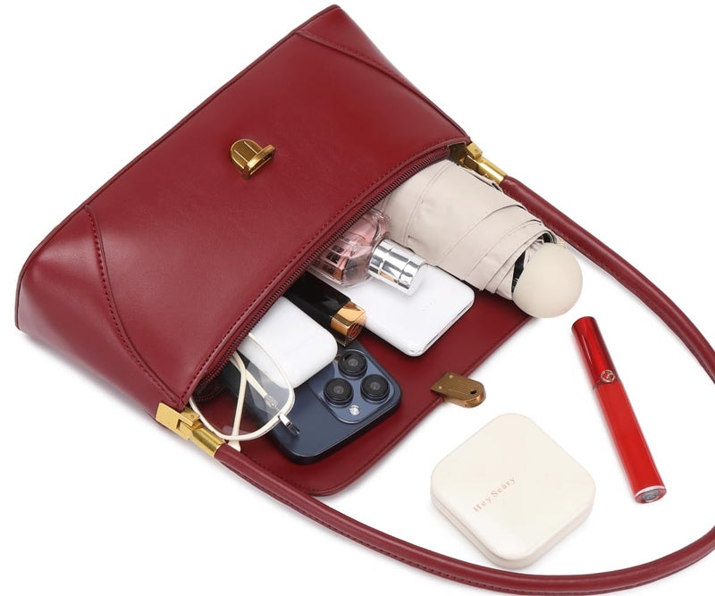 WSRYDJDL Shoulder Bags for Women Vintage Handbag Retro Classic Small Purse Cute Hobo Tote Handbag Mini Clutch Purse (Red) - Image 5